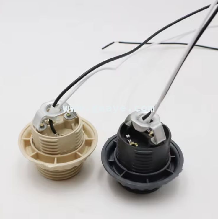 E14/E27 full threaded plastic lampholder with M10 thread bracket